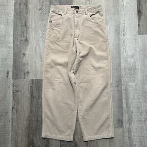 Vintage Rusty Baggy Corduroy Pants Wide Leg Y2K Beige Cord Skater Mens 32